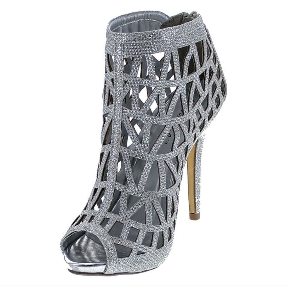 Sparkly caged heels booties